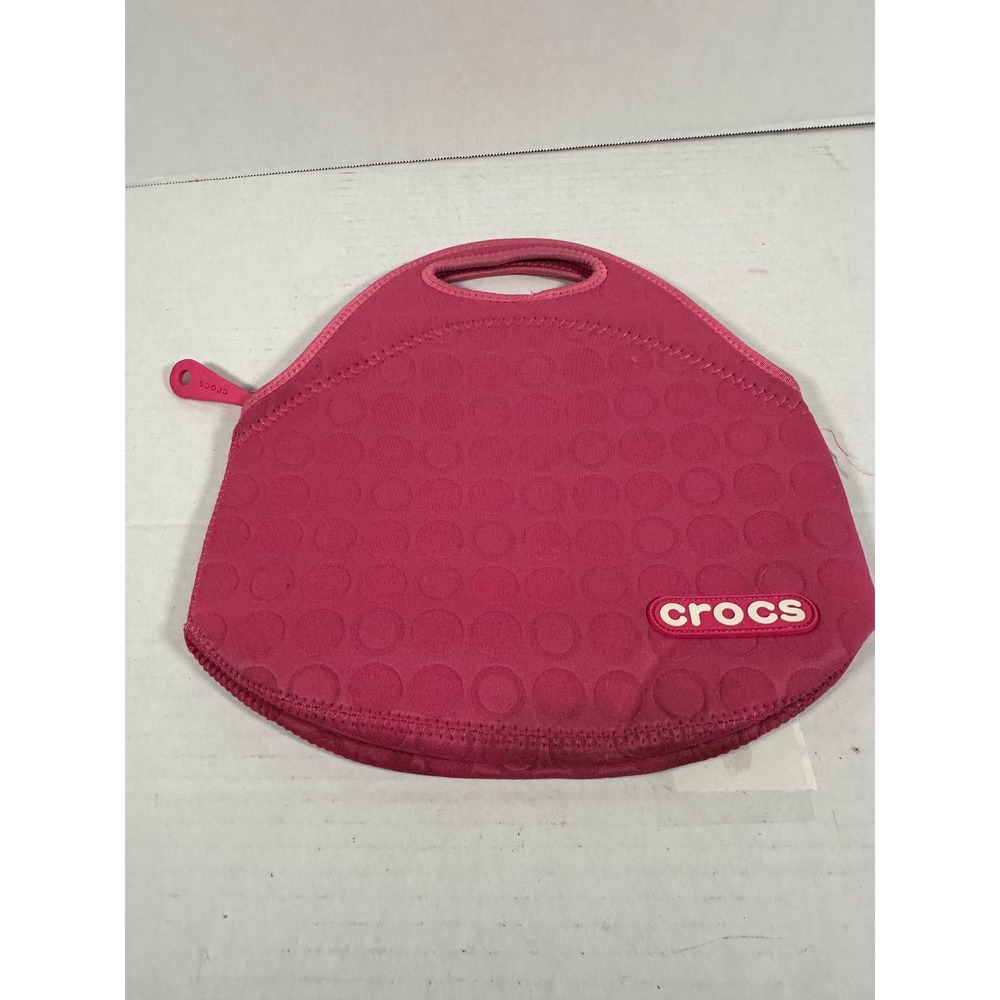 PINK Crocs Raspberry Pink Lunch Bag Insulated‎ Neoprene Zipper Closure Handle